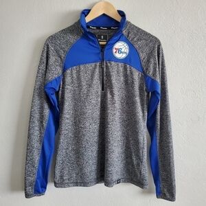 NBA Fanatics Mens Philadelphia 76ers Quarter Zip Long Sleeve Pullover Size Small
